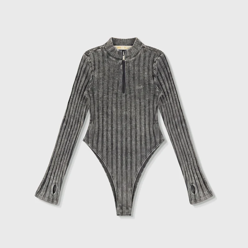 Daily Ribbed Bodysuit Black